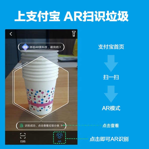 扔垃圾“利器”!支付宝小程序宣布推出AR扫一扫识别垃圾功能