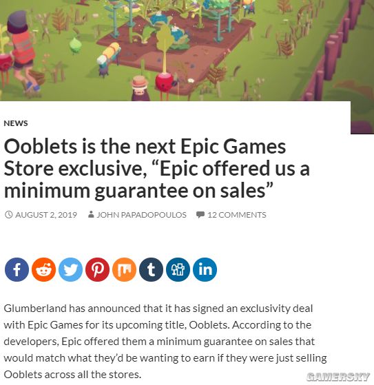 种田游戏《Ooblets》宣布Epic独占：最低销量有保证