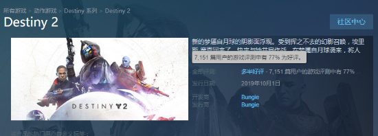 《命运2》Steam正式解锁 霸占全球热销榜前三