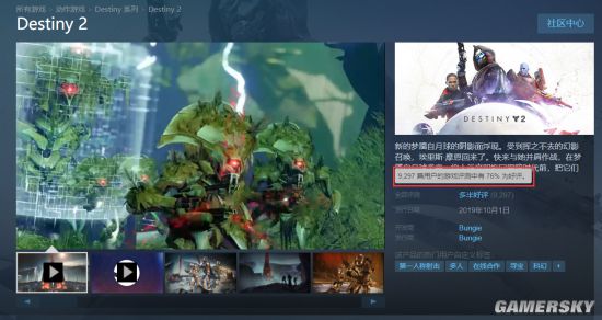 《命运2》Steam在线人数位列第四 玩家峰值超21万