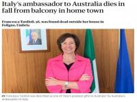 意大利驻澳大利亚大使意外坠亡 坠楼身亡终年56岁