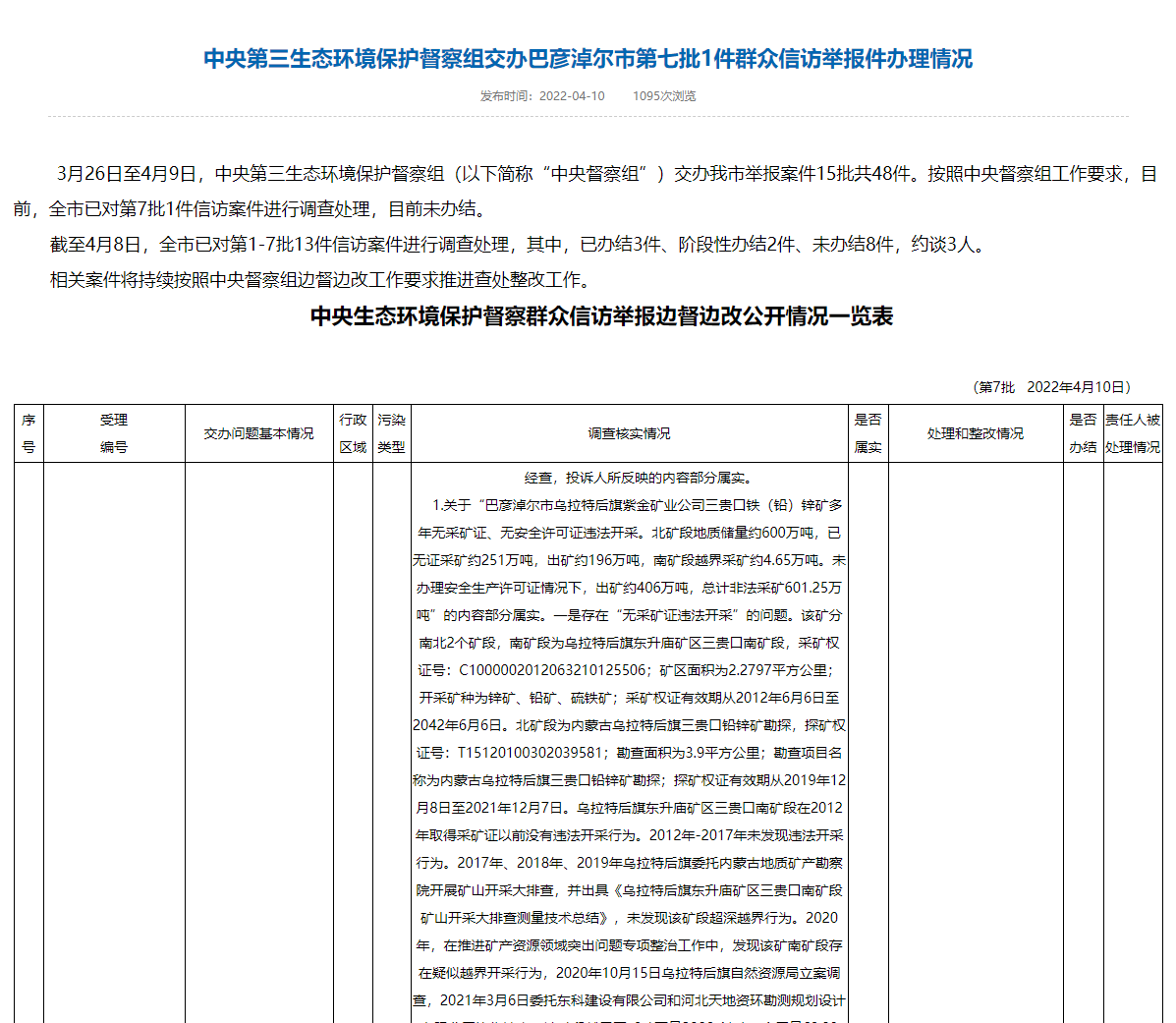 紫金矿业子公司已被立案调查 紫金矿业涉嫌违规采矿超600万吨