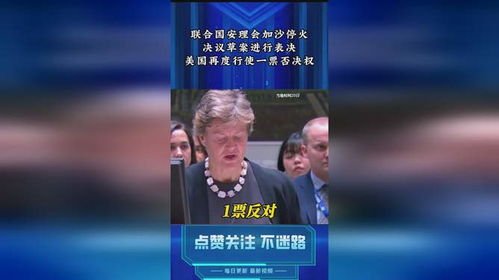 美国独家否决加沙停火使安理会陷于瘫痪_中方代表：美独家否决加沙停火使安理会陷于瘫痪