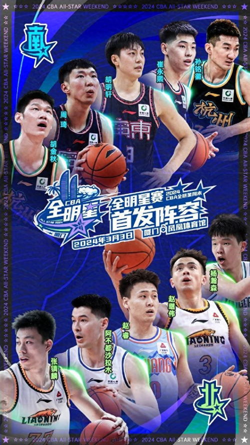 CBA全明星首发公布_CBA2024全明星首发阵容揭晓，胡明轩赵睿当选南北票王