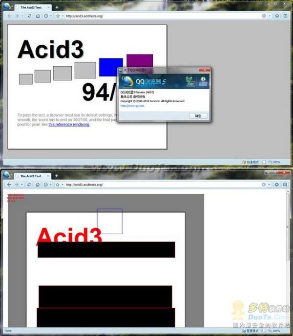 双核极速QQ浏览器5即将发布下载 Acid3测试截图