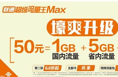 联通超级流量王套餐详情介绍：副卡共享流量语音仅8元一个月