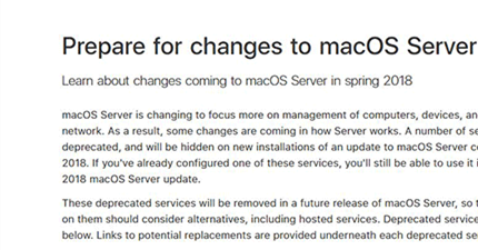 为什么？苹果将砍掉服务器版macOS大量重要服务