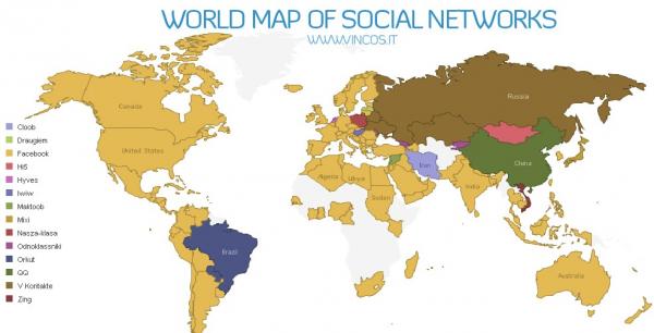 Vincos发布2010年世界社交网络地图