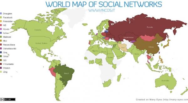 Vincos发布2010年世界社交网络地图