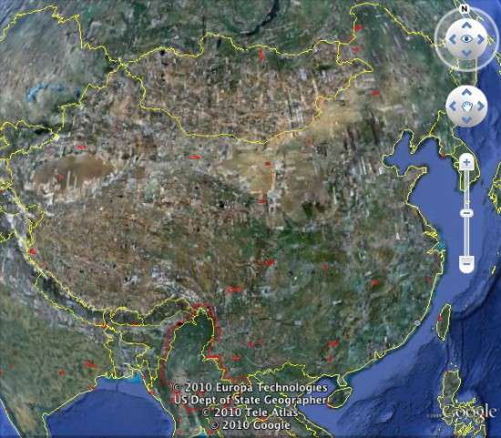 Google Earth 卫星图 2010 年8月第二次更新，包括东欧鸟瞰图