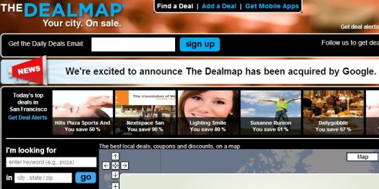 谷歌收购美国团购网站The Dealmap