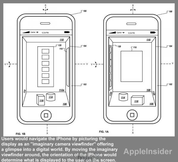 苹果新专利：通过动作控制的iPhone 3D用户界面