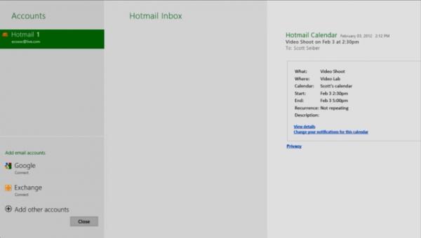 Windows 8细节透露原生支持 Gmail和Google Calendar