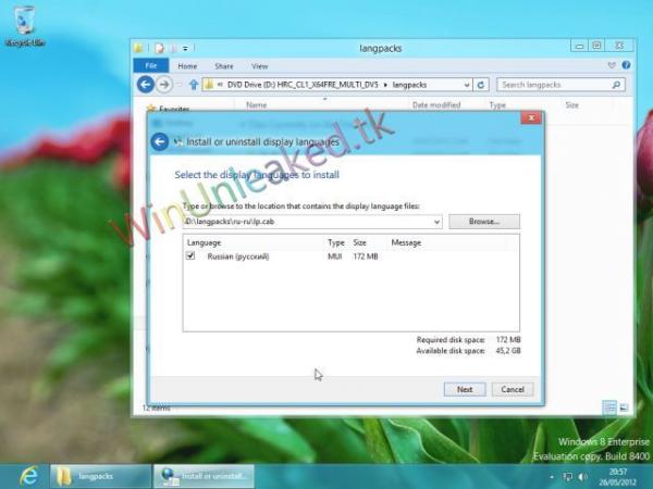 Windows 8 Release Preview语言包安装截图曝光