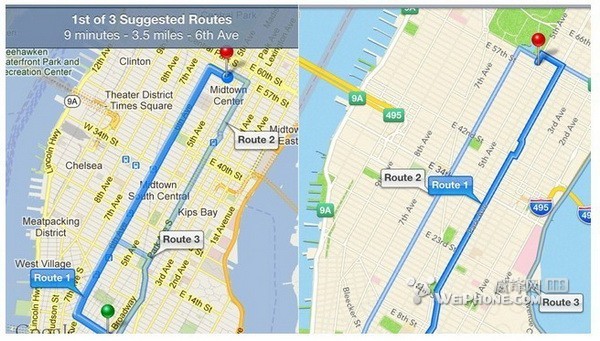 苹果地图 VS 谷歌地图 大对比