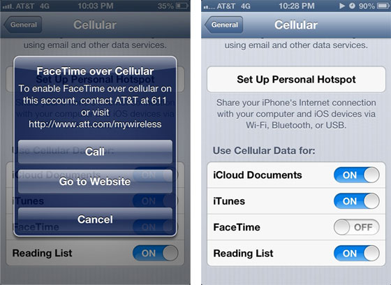 iOS 6通过3G网络进行FaceTime做出限制?