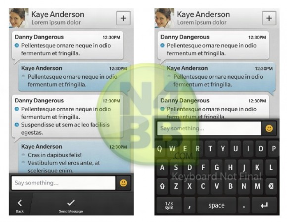 黑莓10短信界面曝光 新增手势操作和快捷键