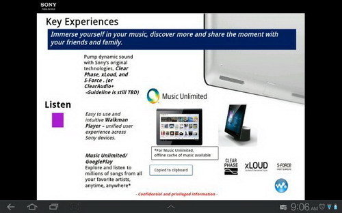 四核索尼Xperia平板泄露配备9.4英寸触控屏