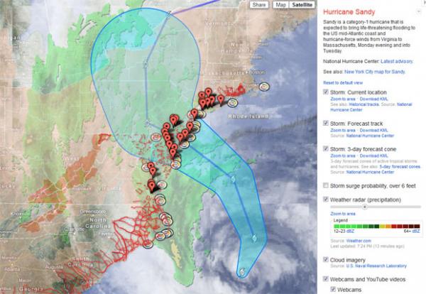 Google发布Crisis Map提供飓风的当前位置