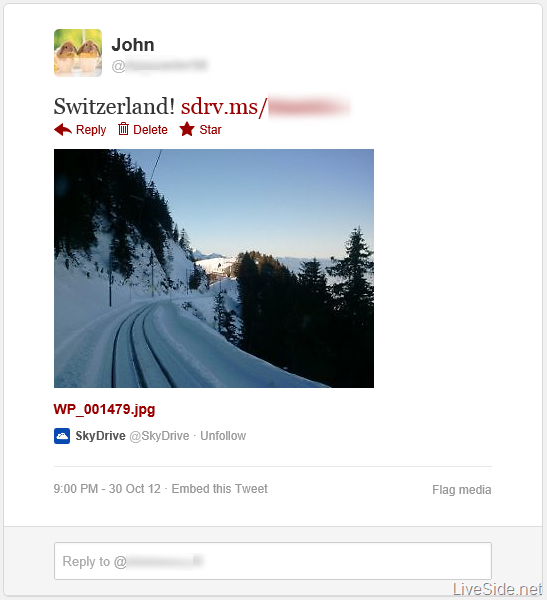 分享SkyDrive照片至Twitter现可直接显示照片