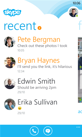 微软WP8平台预览版本Skype发布 不在线也可通话