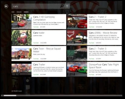 Windows 8专版Bing搜索应用推出视频搜索
