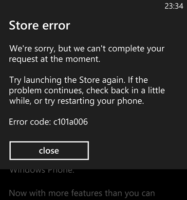 Windows Phone应用商店曝出大范围错误提示