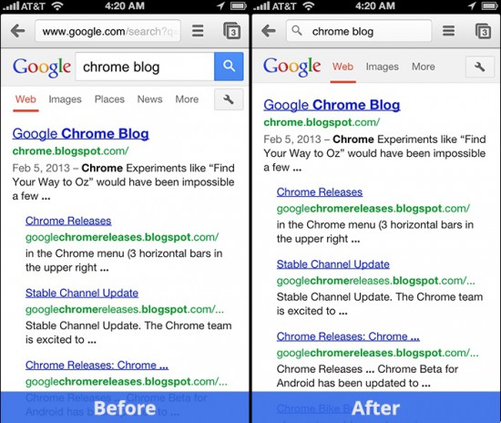 Chrome for iOS升级到V25 去掉搜索框