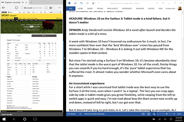 Windows 10平板模式评测：彻底的失败