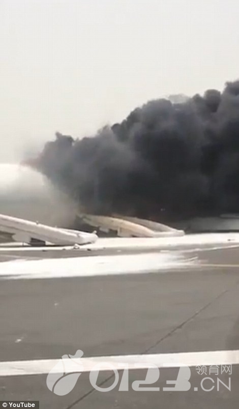 迪拜飞机用机腹迫降 现场浓烟滚滚【图】