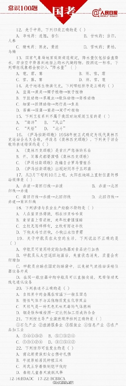 2016国考100道真题及答案下载 已有148万人通过国考报名审核