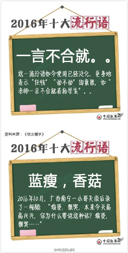 2016十大网络流行语合集_2016最经典的网络流行语全