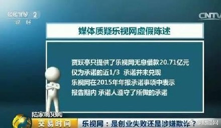 央视质问乐视创业失败还是涉嫌欺诈？乐视涉嫌报表作假