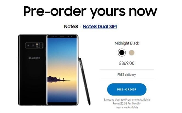 三星note8多少钱？折合人民币7400元