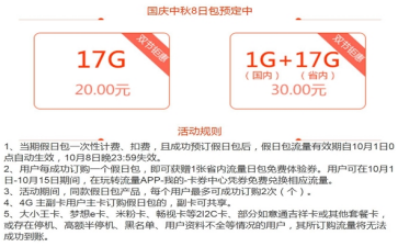 联通国庆中秋8日包有什么优惠 国庆中秋8日包活动内容是什么