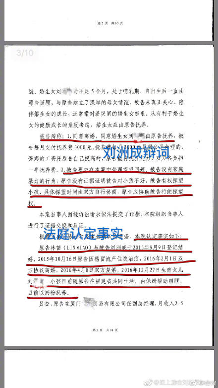 刘洲成家暴事件结果：公开离婚判决书