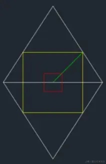 CAD中如何在菱形里画正方形