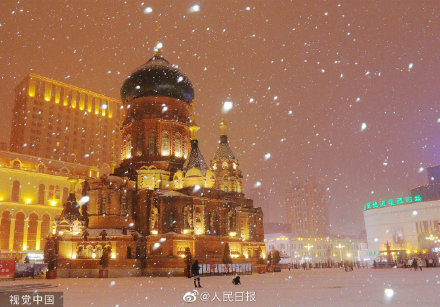 哈尔滨教堂雪后美如童话,一组图看看雪后哈尔滨有多美