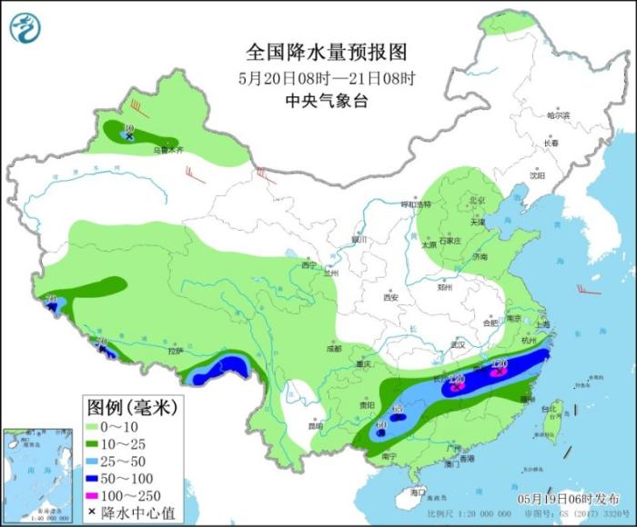 今天全国暴雨地区：8省区部分地区有大到暴雨