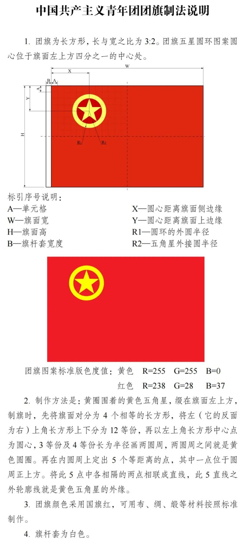 中青团团旗团徽国家标准发布 附团旗团徽标准