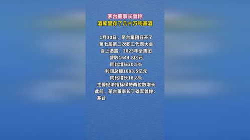 茅台董事长曾称酒库里存了几十万吨基酒_贵州茅台董事长丁雄军：茅台存了几十万吨基酒，值好多万亿元