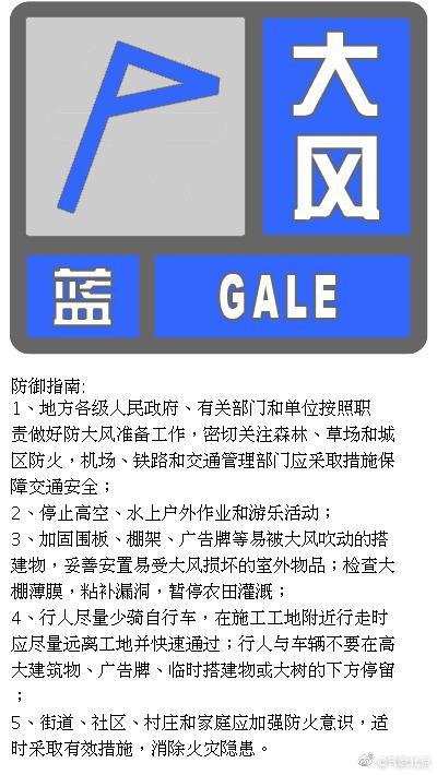 北京发布大风蓝色预警信号 今明两天阵风可达7级