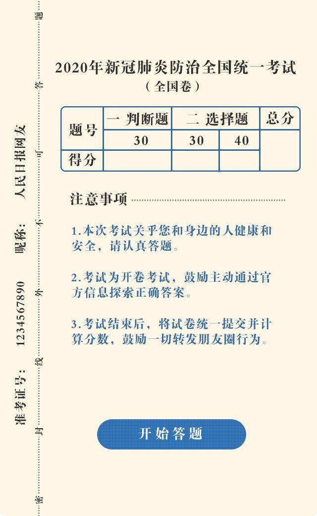 2020防治统一考试（全国卷）