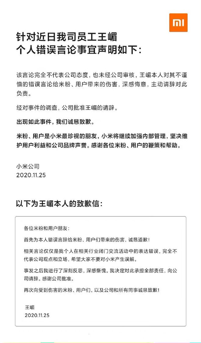 小米已批准王嵋请辞 王嵋是谁 小米王嵋称得丝者得天下