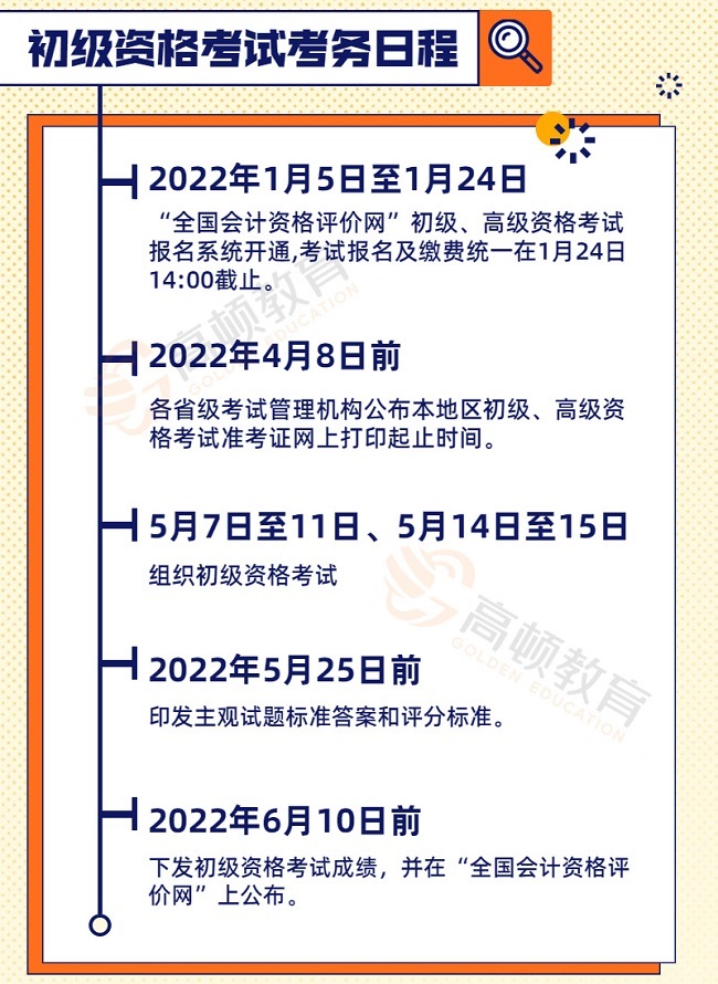 初级会计2022年报名和考试时间