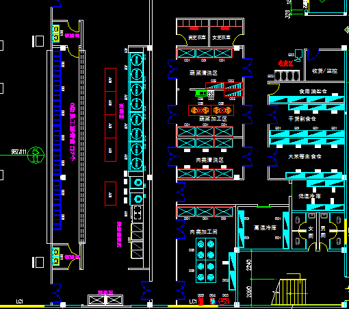 CAD建筑工厂厨房设计实例