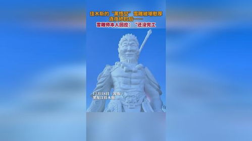 雪雕师回应黑悟空雪雕被嘲憨厚_佳木斯“黑悟空”雪雕自带苹果肌遭嘲讽，雪雕师儿子：作品未完成时以最丑角度拍摄，父亲受舆论影响睡不着