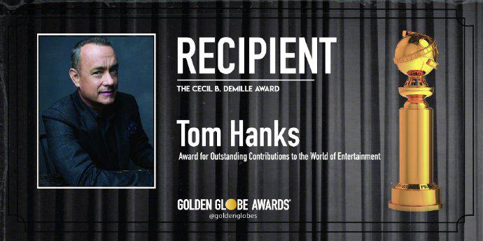汤姆·汉克斯获Cecil B. DeMille电影类终身成就奖