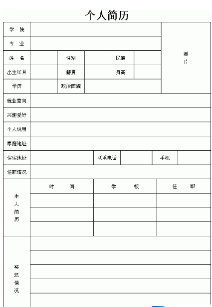 完整个人简历模板