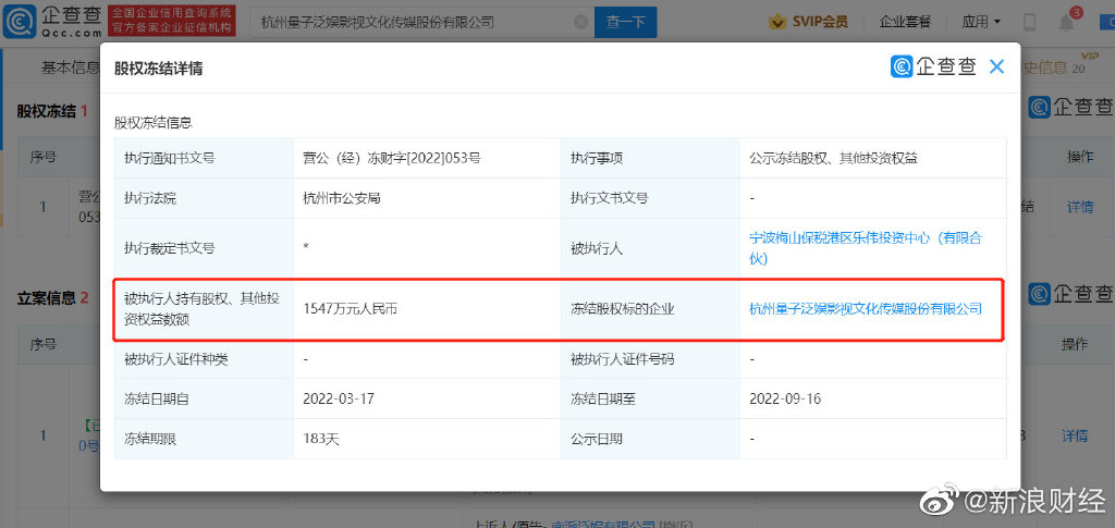 南派三叔公司1547万股权被冻结 南派泛娱股权冻结超1500万